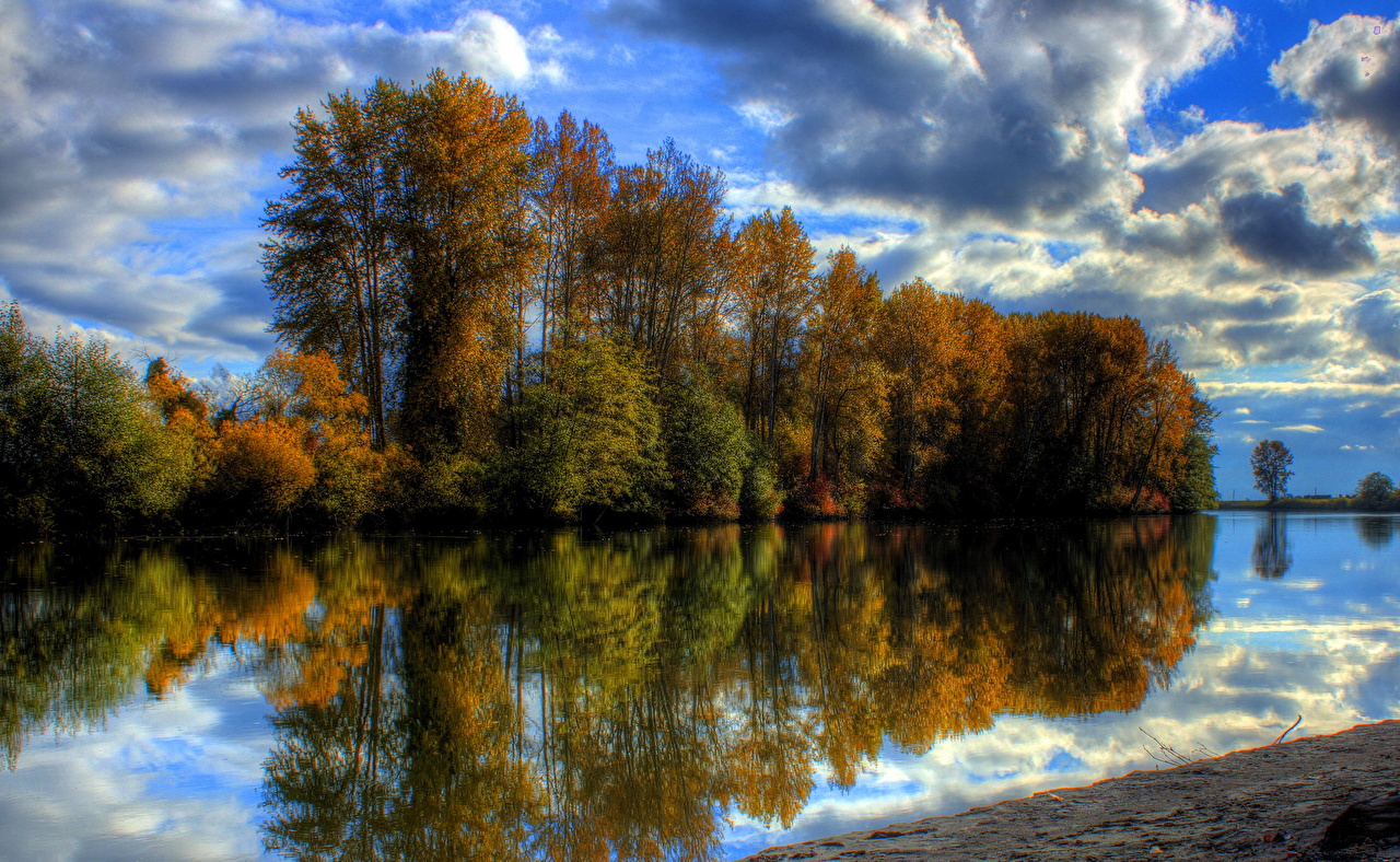 Image Usa Skagit HDri Nature Sky River Trees