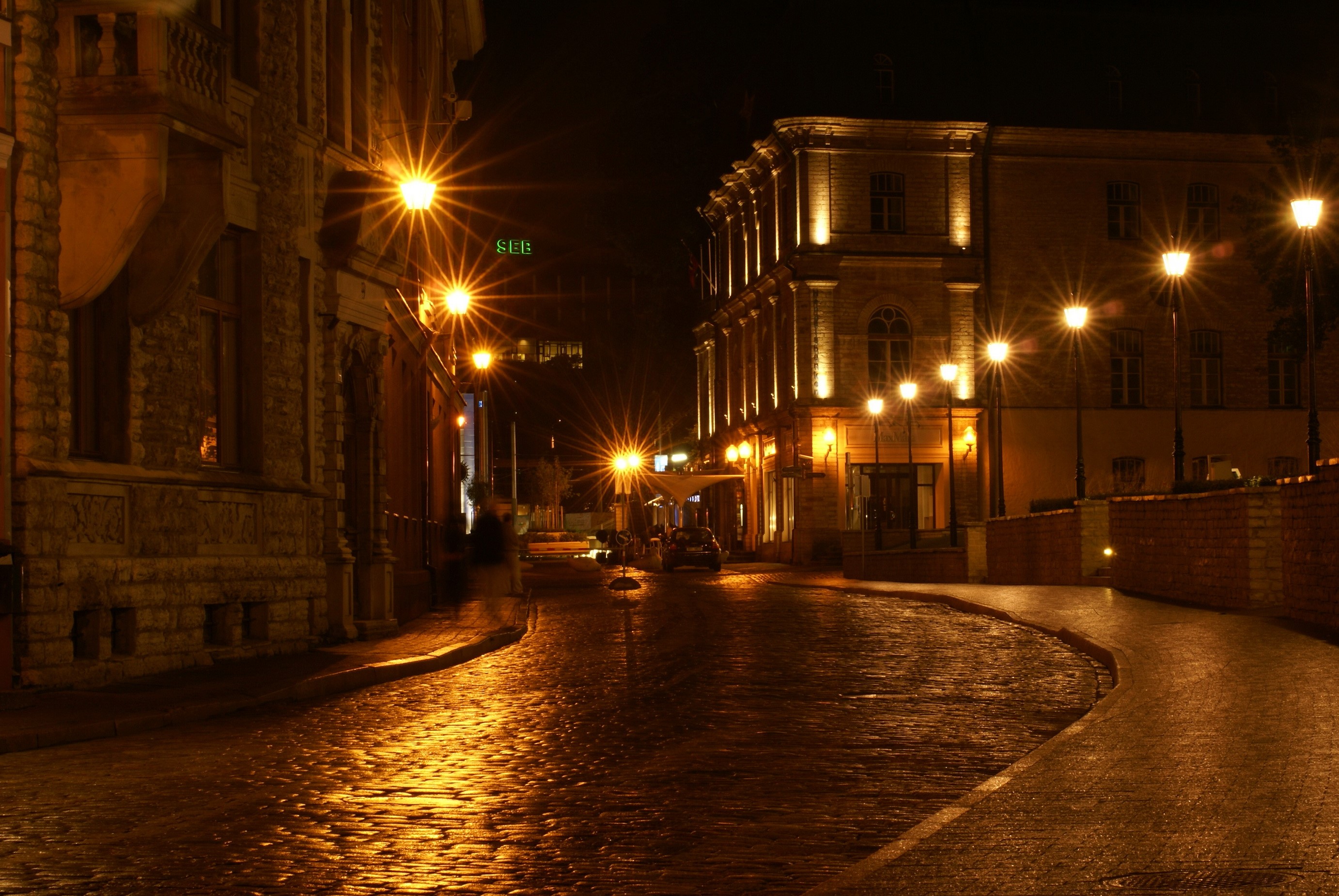 Baltics Roads Street Lights HDr Rays Of Light Night Wallpaper