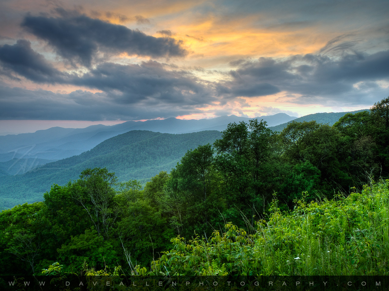Blue Ridge Summer Evening Sunset Free Desktop Wallpaper Image