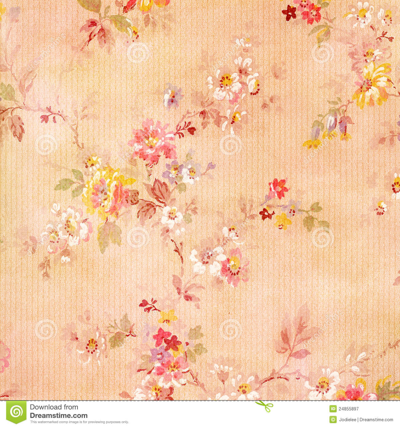 Pink Floral Vintage Wallpaper Shabby chic vi