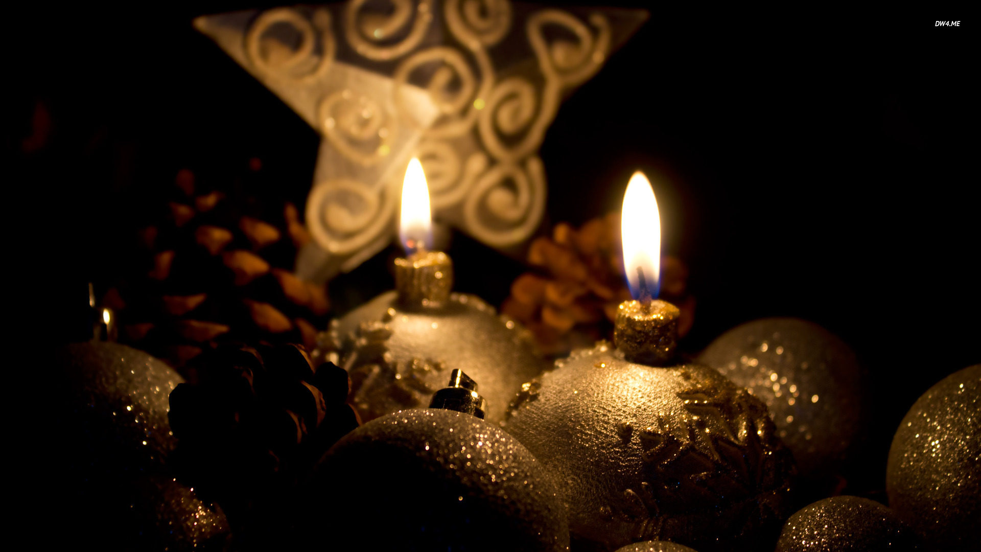 Golden Christmas Candles Wallpaper Photography