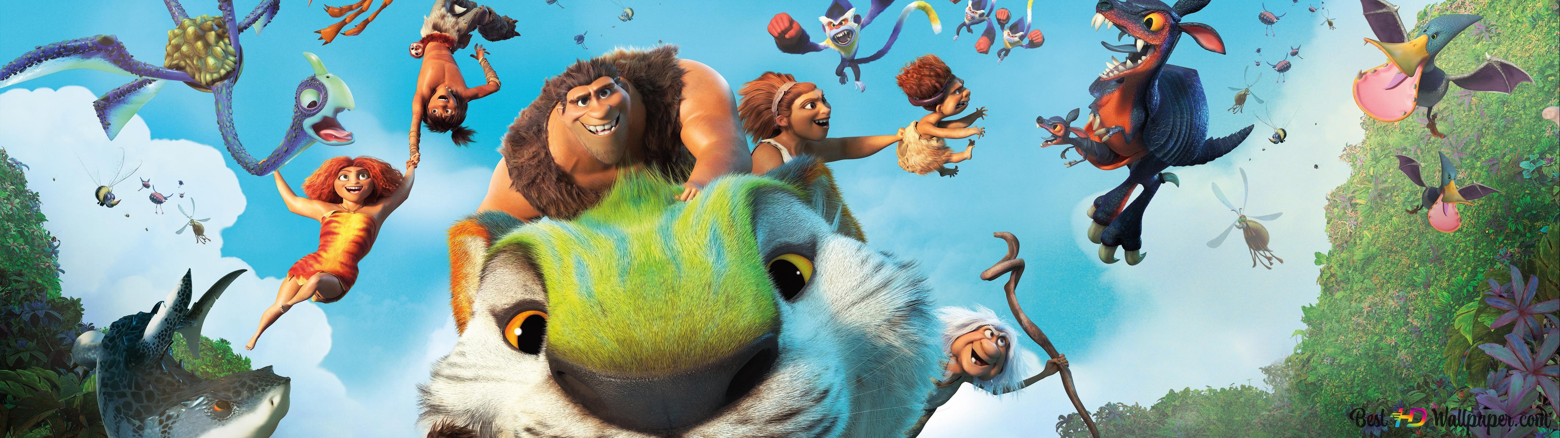 The Croods Animated Movie S Colorful Characters Are Fun Together 8k Wallpaper