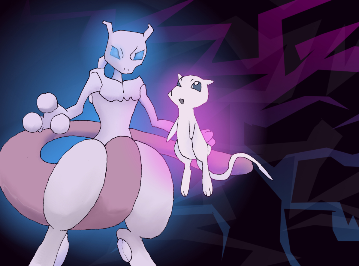 Mew And Mewtwo By Smileypig