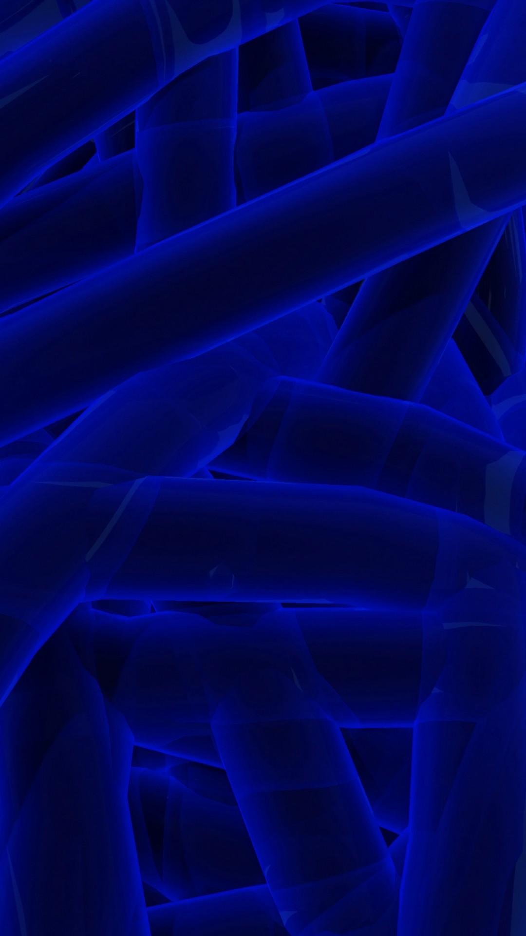 Abstract background with intersecting neon blue glowing tubes, creating a vibrant and futuristic wallpaper