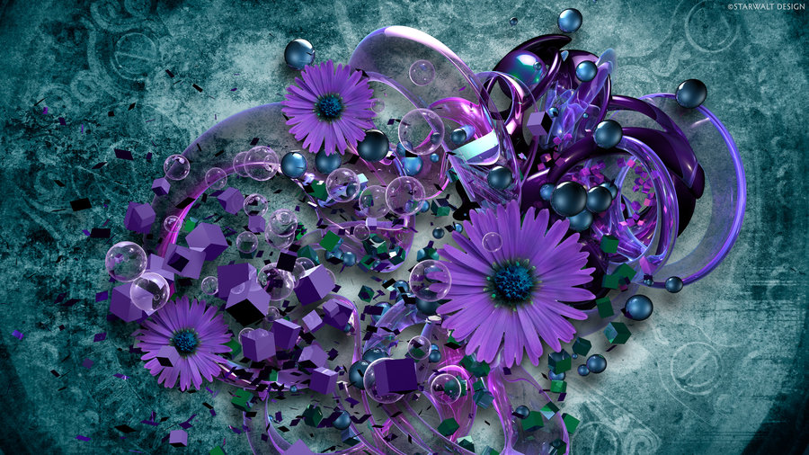 Purple on Teal Grunge by StarwaltDesign on