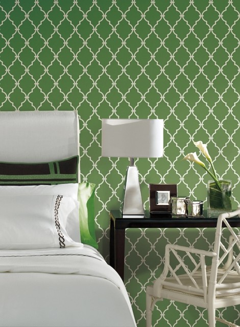 Trellis Wallpaper In Green And Ivory By Antonina Vella Seabrook