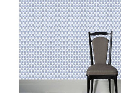 Hicks Hexagon Blue Gr Wallpaper Single Roll Viesso