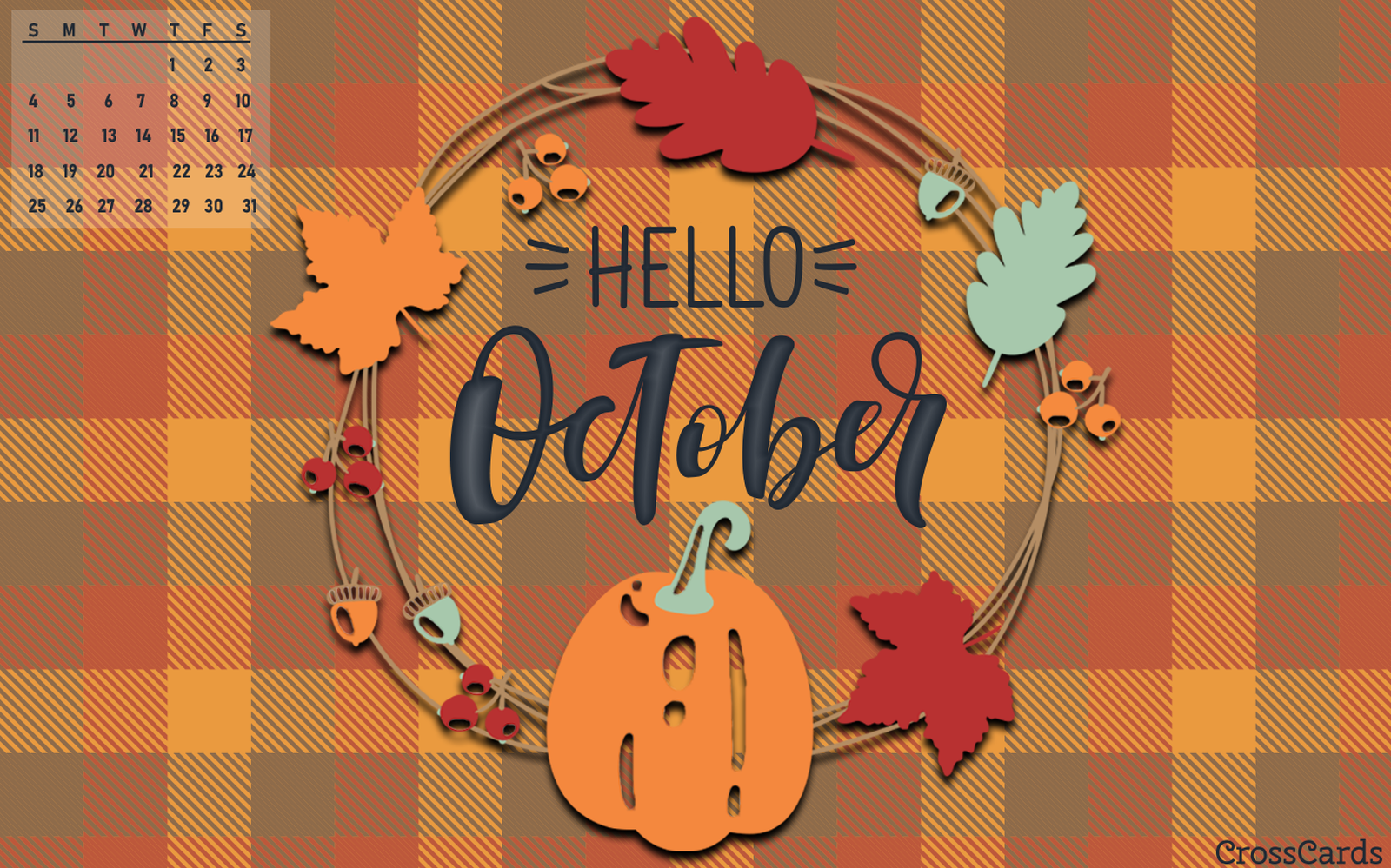 October 2020   Hello October Desktop Calendar  Free October Wallpaper