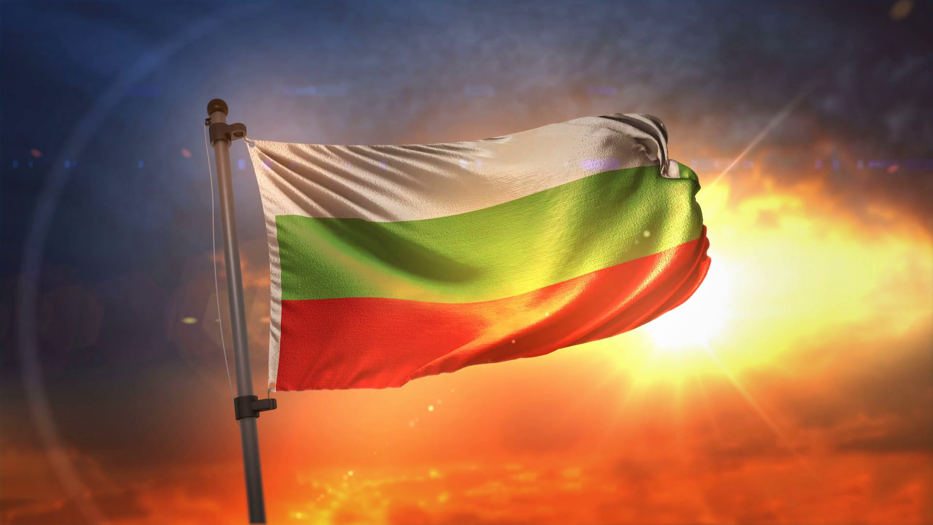 Bulgaria Flag Backlit At Beautiful Sunrise Loop Slow Motion 4k