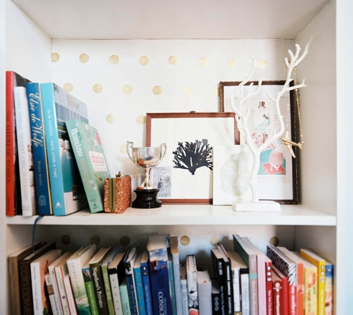 Contrasting Patterned Wallpaper On The Back Of Your Bookshelf Too