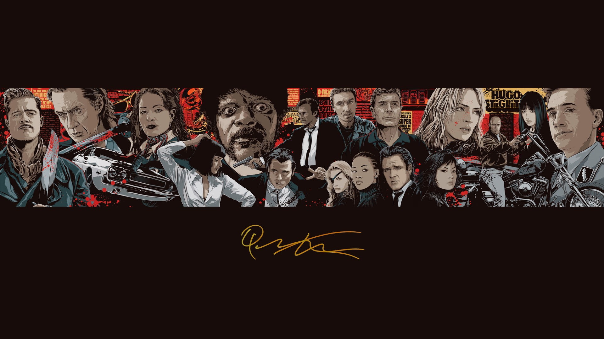 Group Of People Illustration Quentin Tarantino Movies