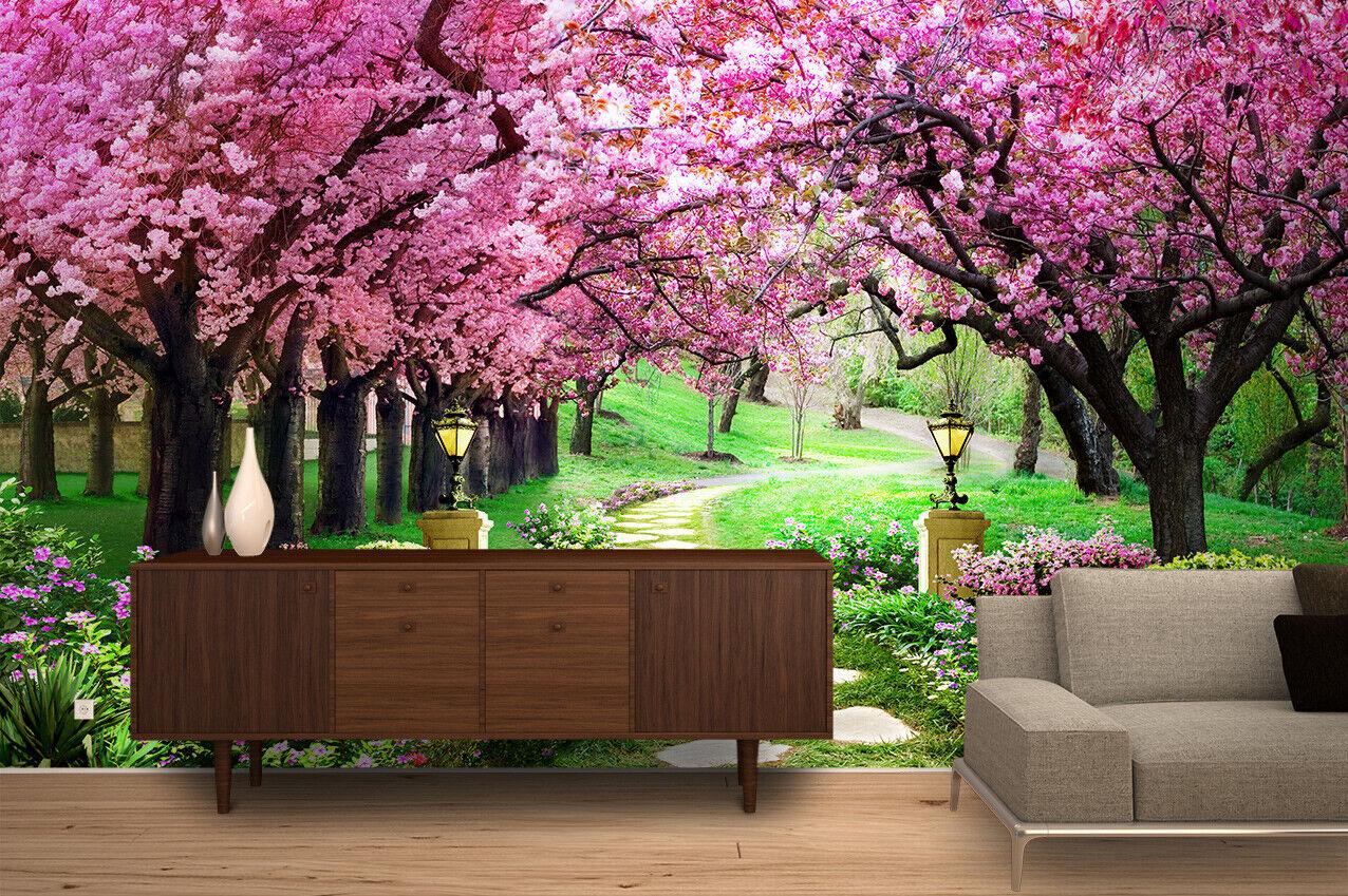 3d Blooming Pink Peach Blossom Forest Wallpaper Self Adhesive Wall