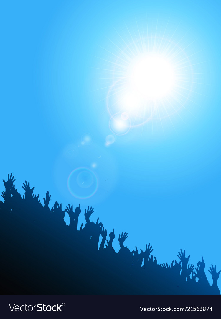 Crowd Silhouette Under The Sunshine Background Vector Image