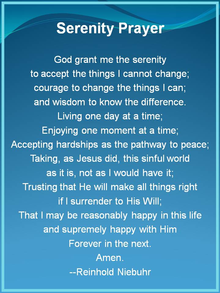 Serenity Prayer On Blue Background