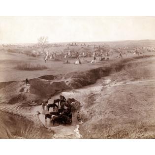 Posterazzi Villa Of Brule A Lakota Sioux Tipi Camp In Background