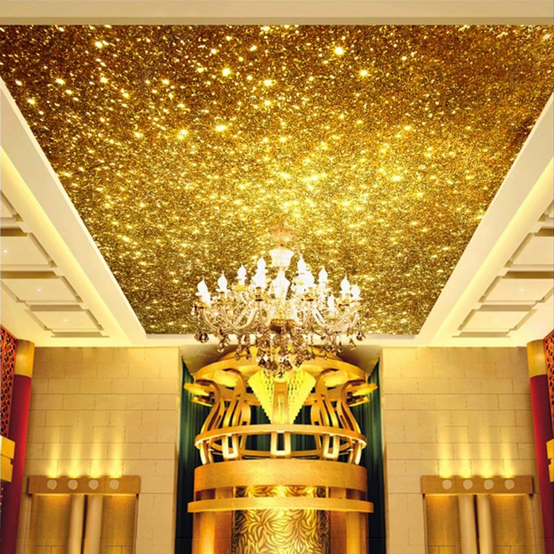 🔥 Free download Custom Golden 3D Ceiling Murals Wallpaper Gold