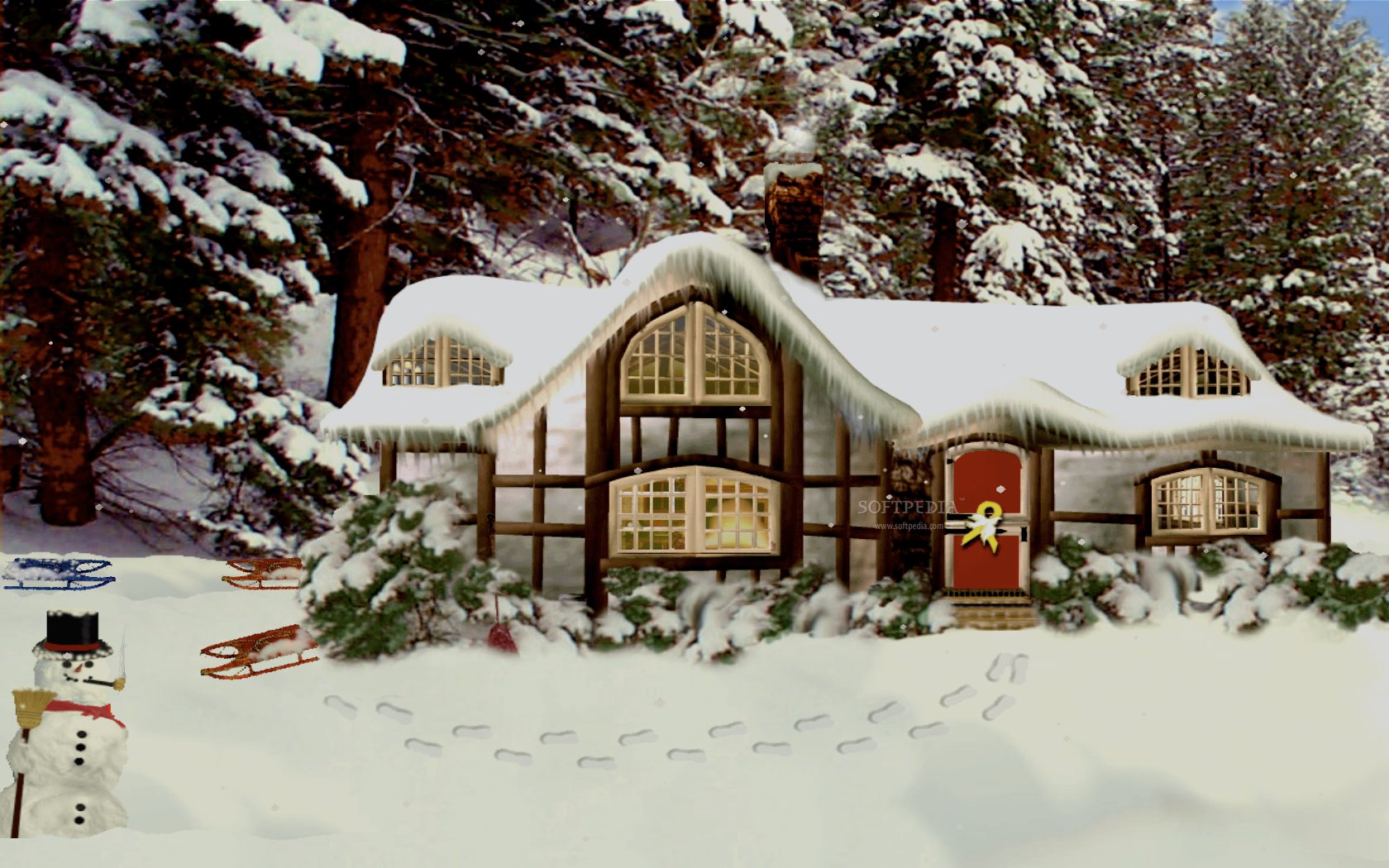 Related Image With 3d Living Wallpaper Snowy Cottage