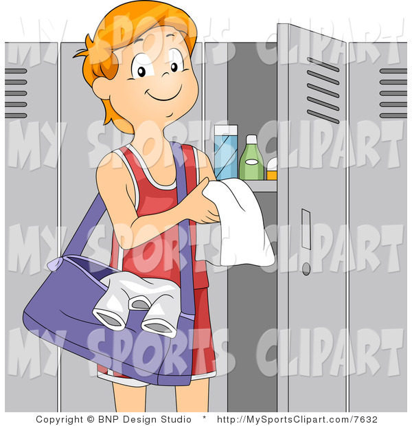 Sports Clip Art Of A Athlete Standing By His Gym Locker