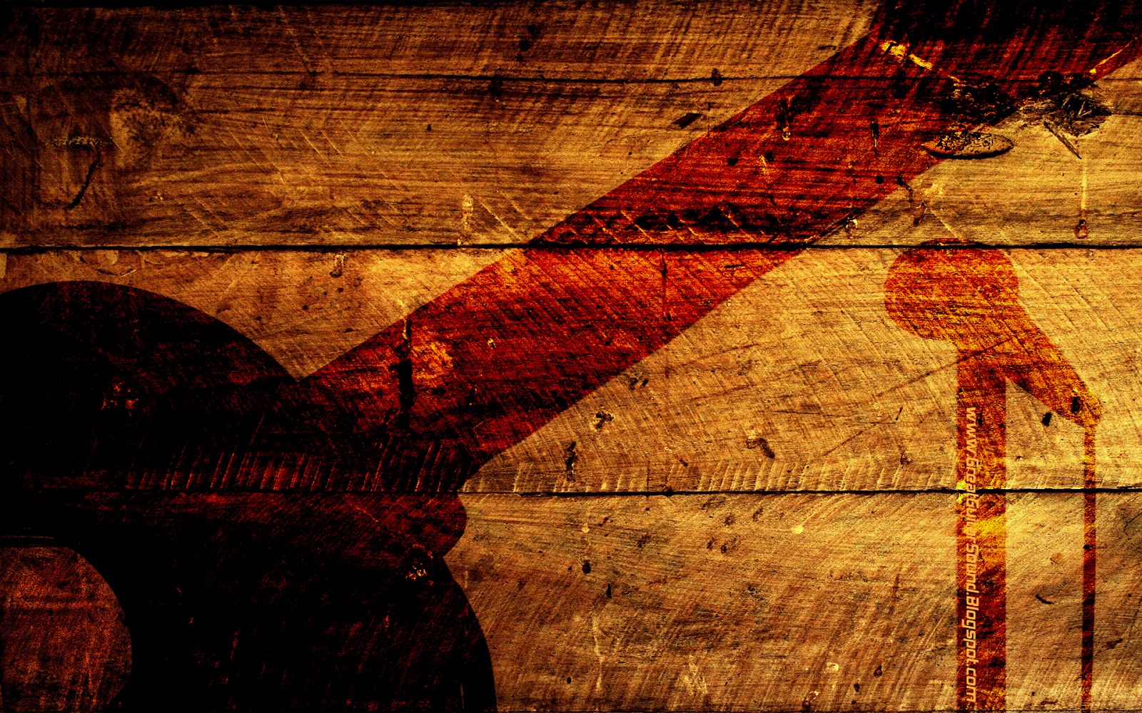 Free Download Music Wallpaper Acoustic Guitar Burned Shadow And