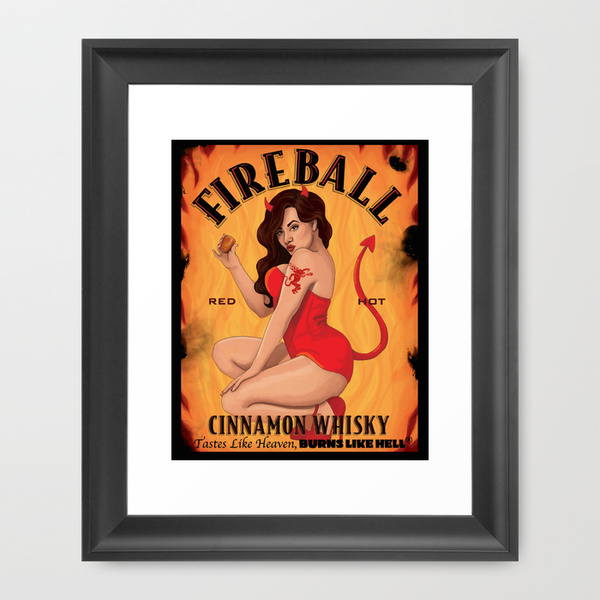 Fireball Whiskey iPhone Wallpaper Framed Art