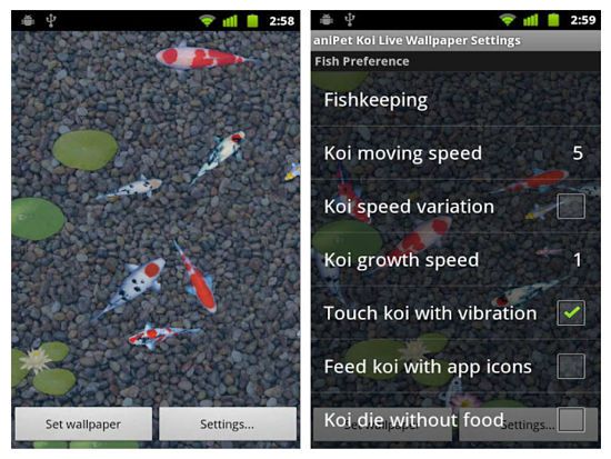 Anipet Koi Live Wallpaper For Android Is A App That You