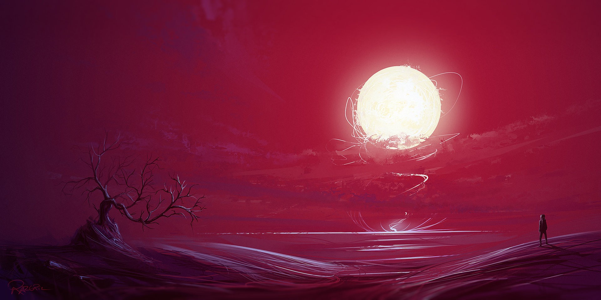Planet Space Red Sci Fi Landscape Wallpaper