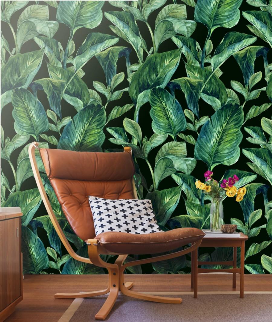 Tropical Leaves Wall Mural Self Adhesive Fabric Wallpaper