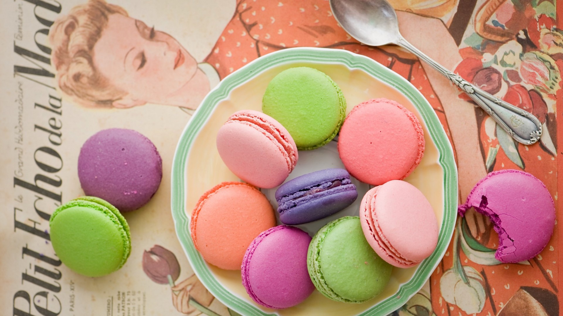 Wallpaper Colorful macarons, black background 1920x1440 HD Picture, Image