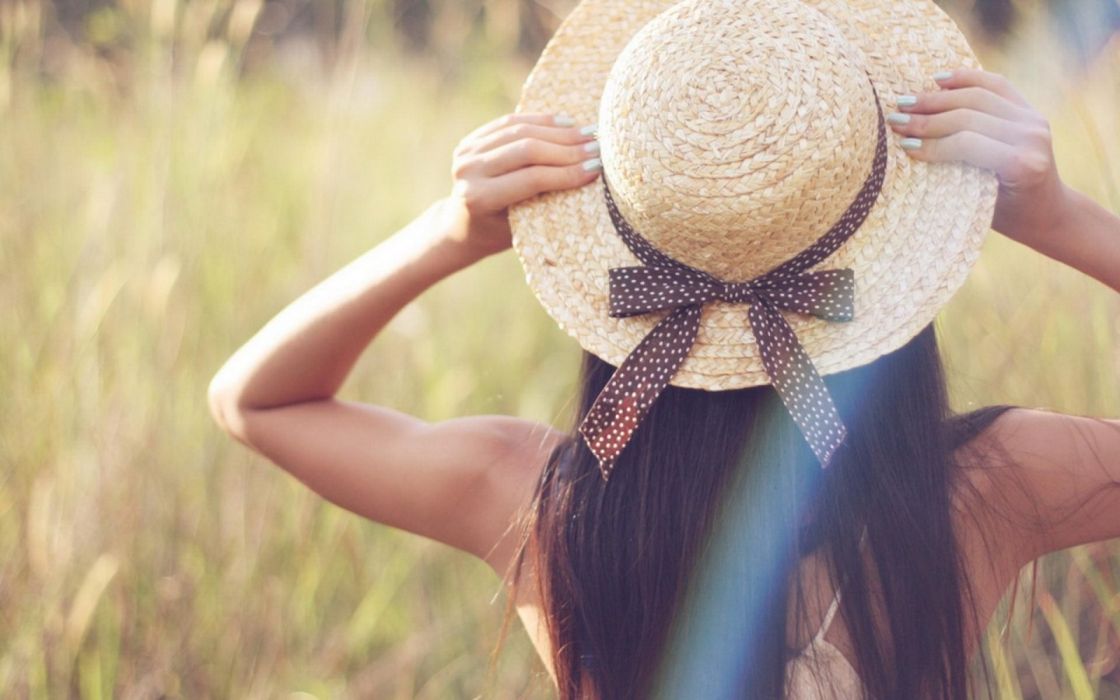 Girl Mood Summer Long Hair Hat Wallpaper