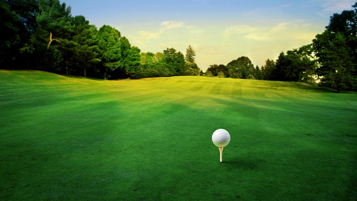 Golf Ball On Grass Macro Wallpaper HD With