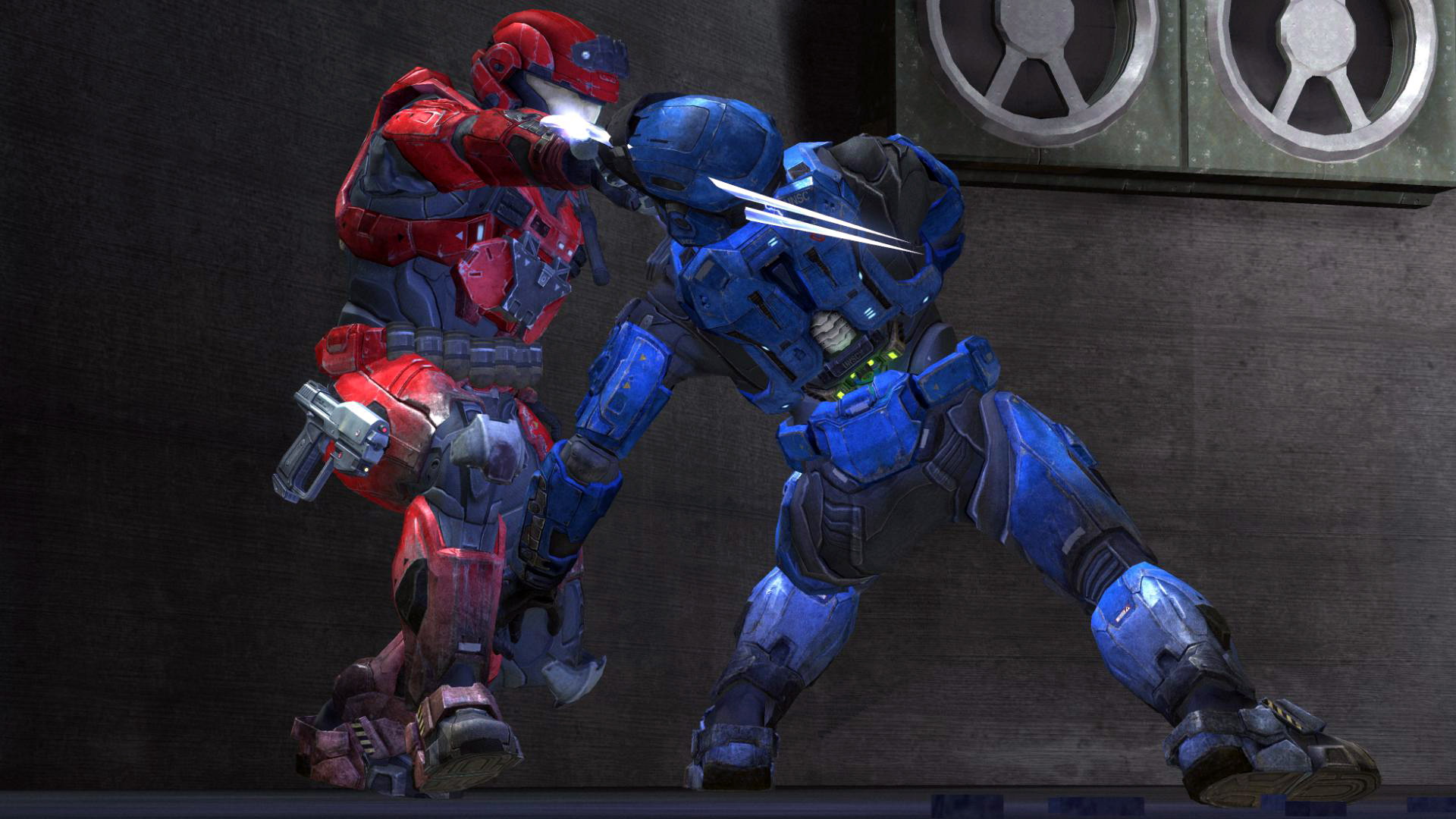 Halo Red Blue Spartan Fight Wallpaper Pictures