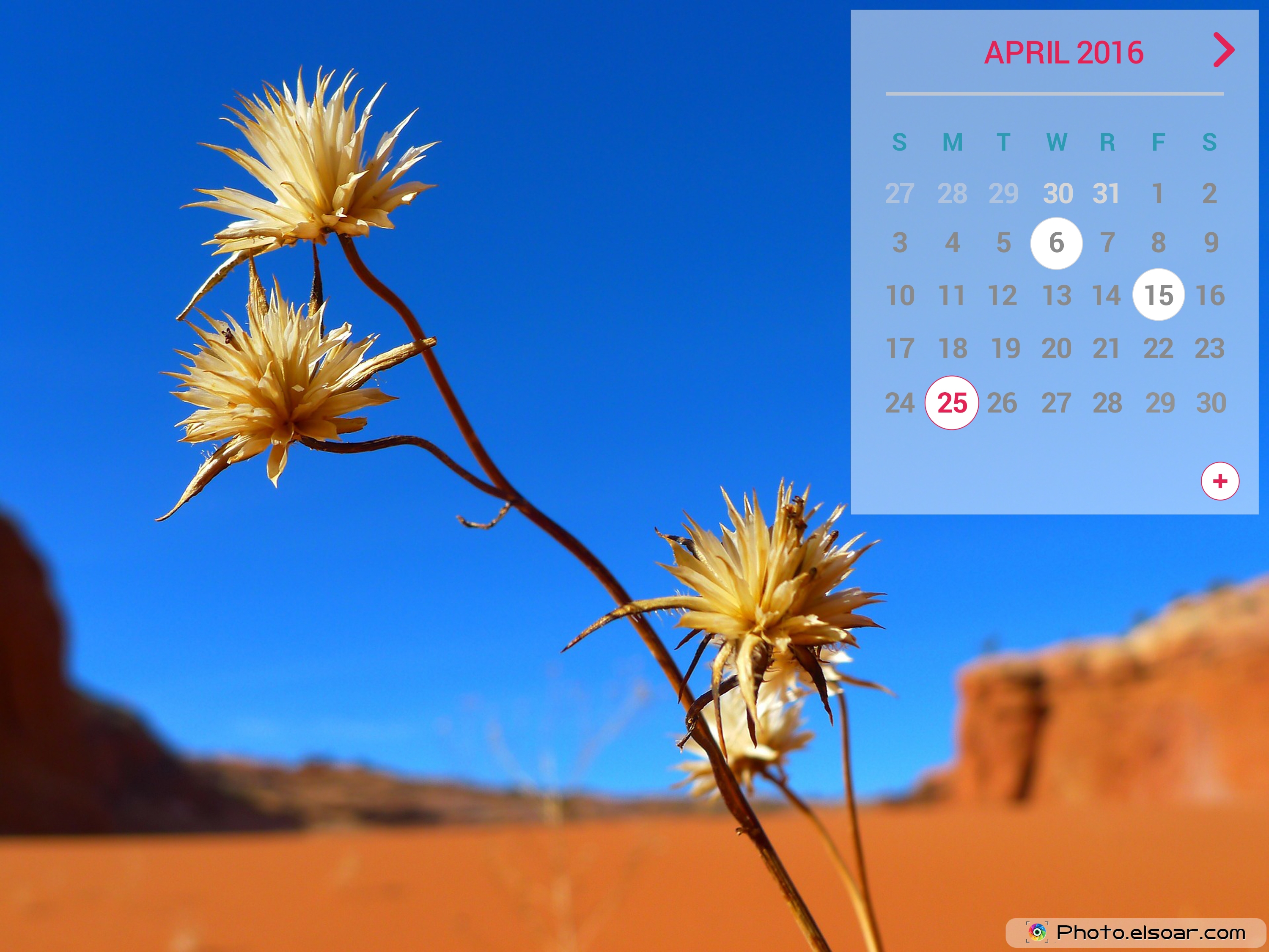April 2016 Calendar In The Background Of Desert Calendars for April