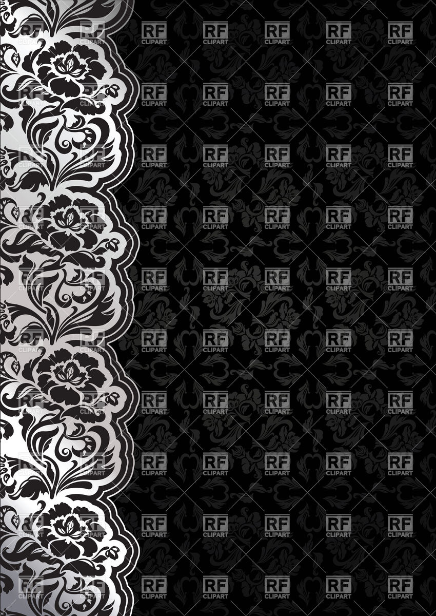 Black Victorian Wallpaper With Floral Lacy Border Background