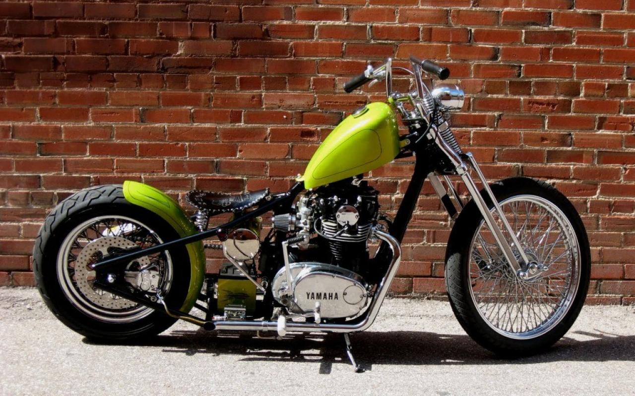 Xs650 Lime Green Bobber Motorcycle Hq Wallpaper