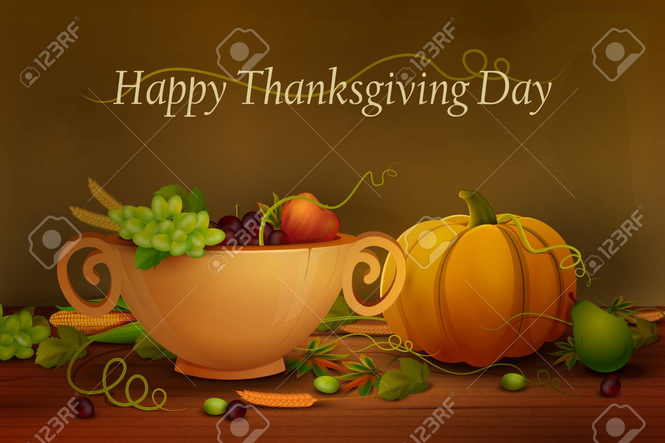 Vector Illustration Of Happy Thanksgiving Wallpaper Background
