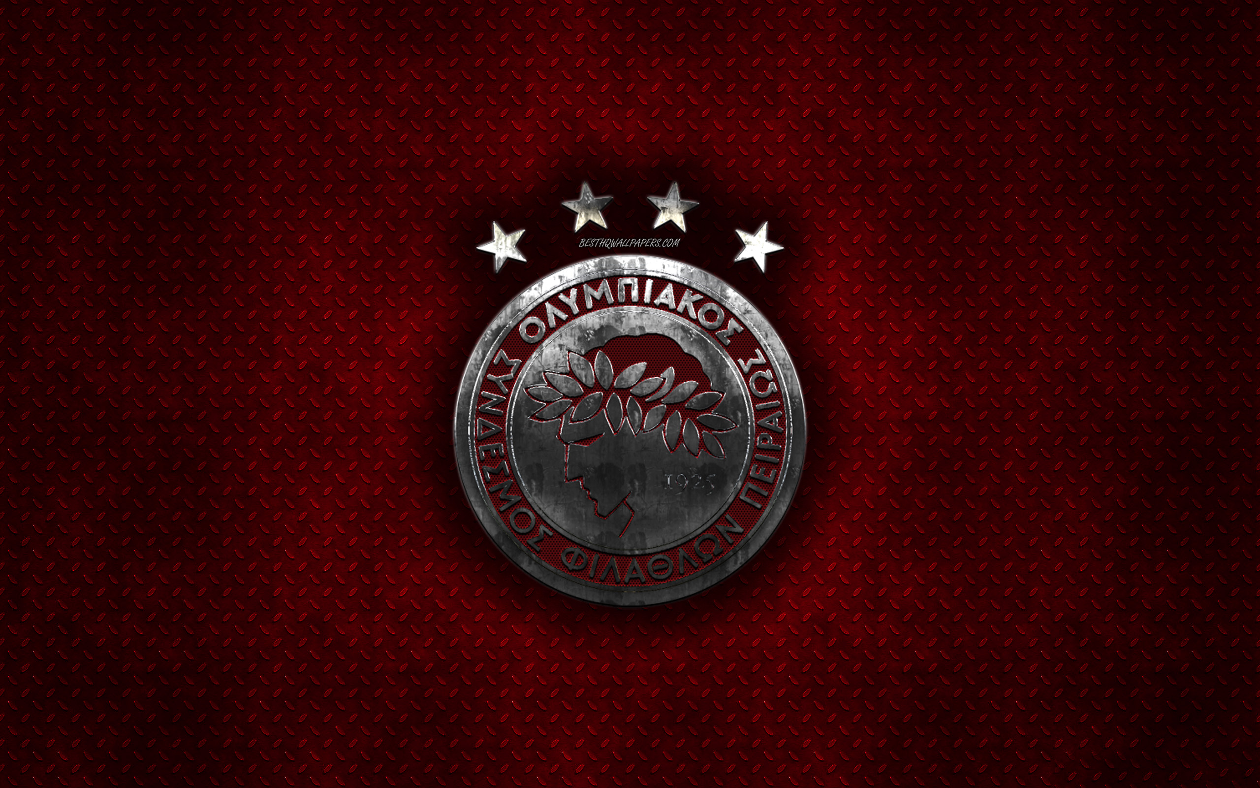 Wallpaper Olympiacos Fc Greek Football Club Red Metal