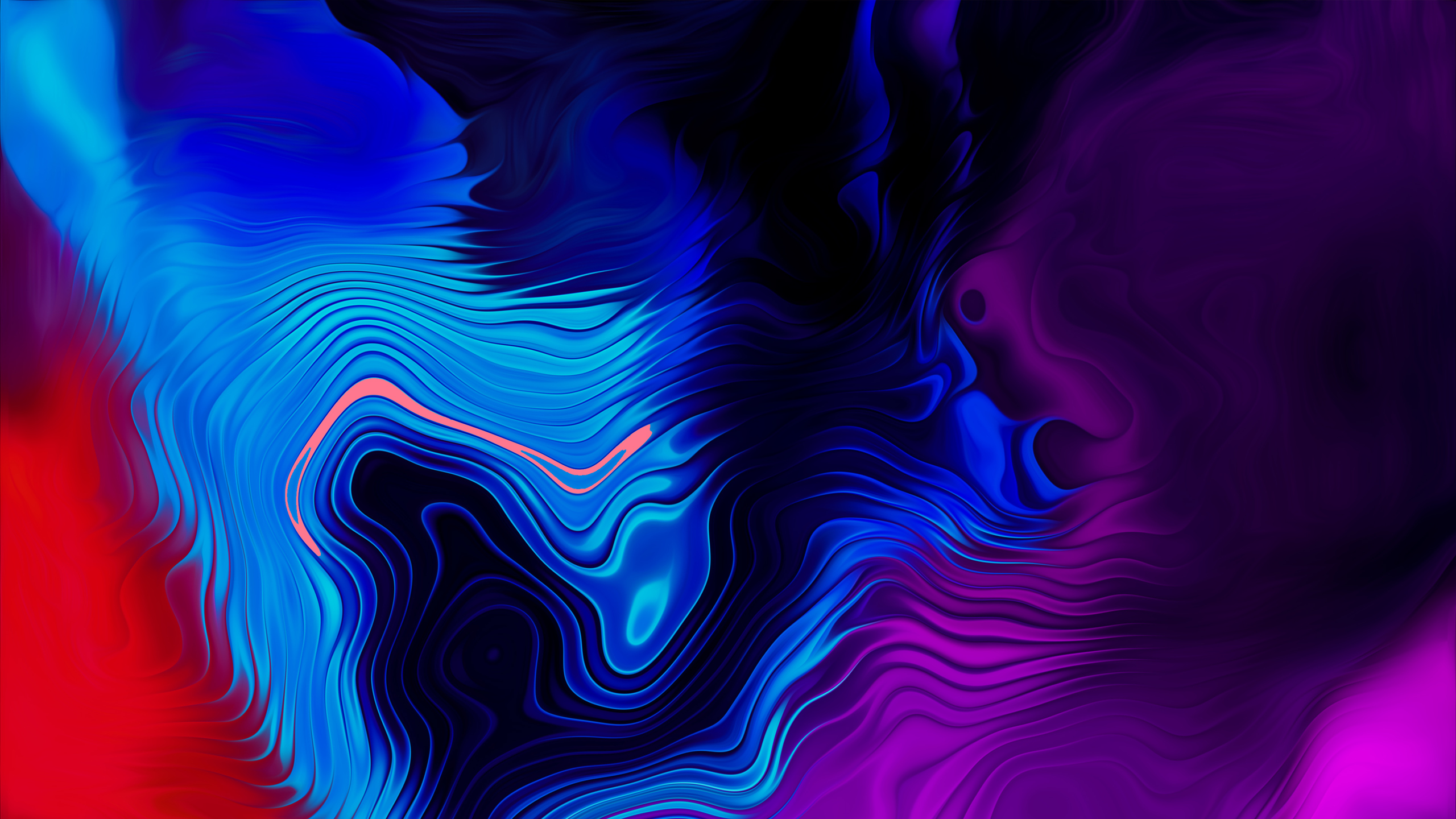 A vibrant abstract image with swirling patterns of blue, purple, and red, suitable for a 4k wallpaper