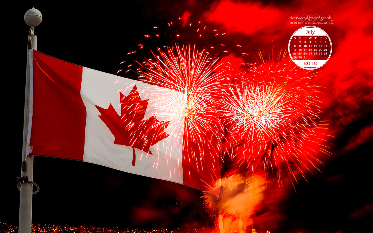 Desktop Wallpaper For July Canada Flag With Fireworks