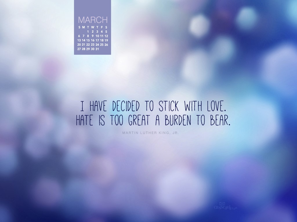 March Stick With Love Desktop Calendar Wallpaper