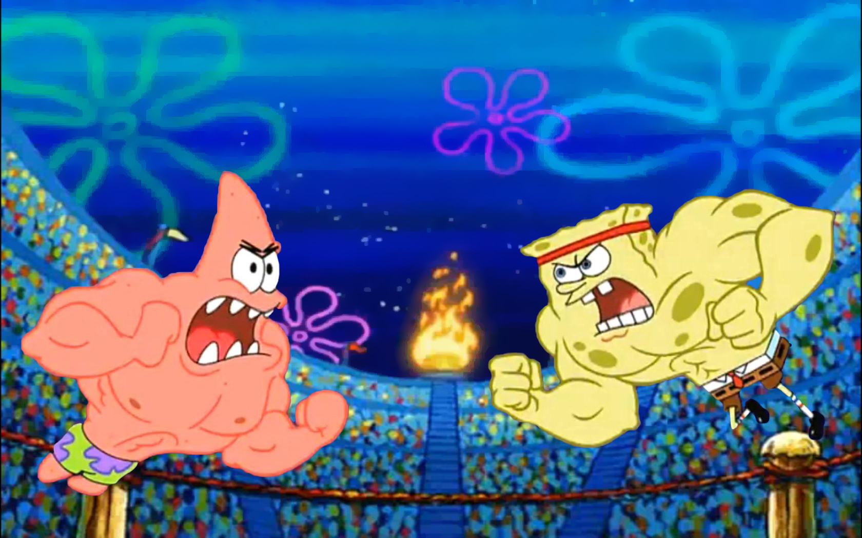 Spongebob And Patrick Fight Wallpaper