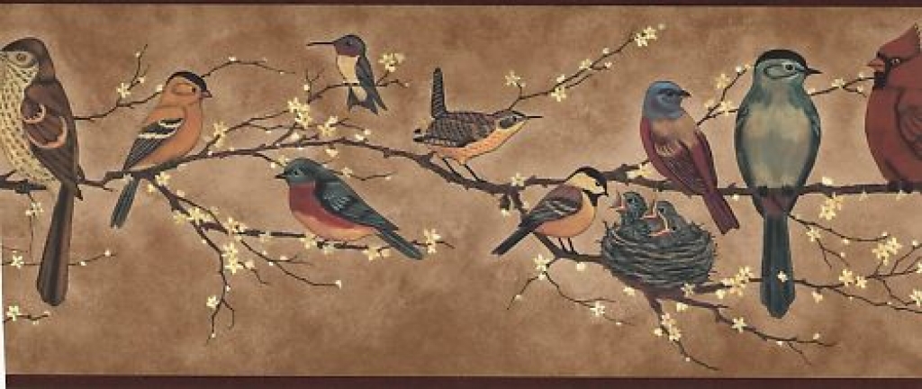 Songbirds On Branches Wallpaper Borders