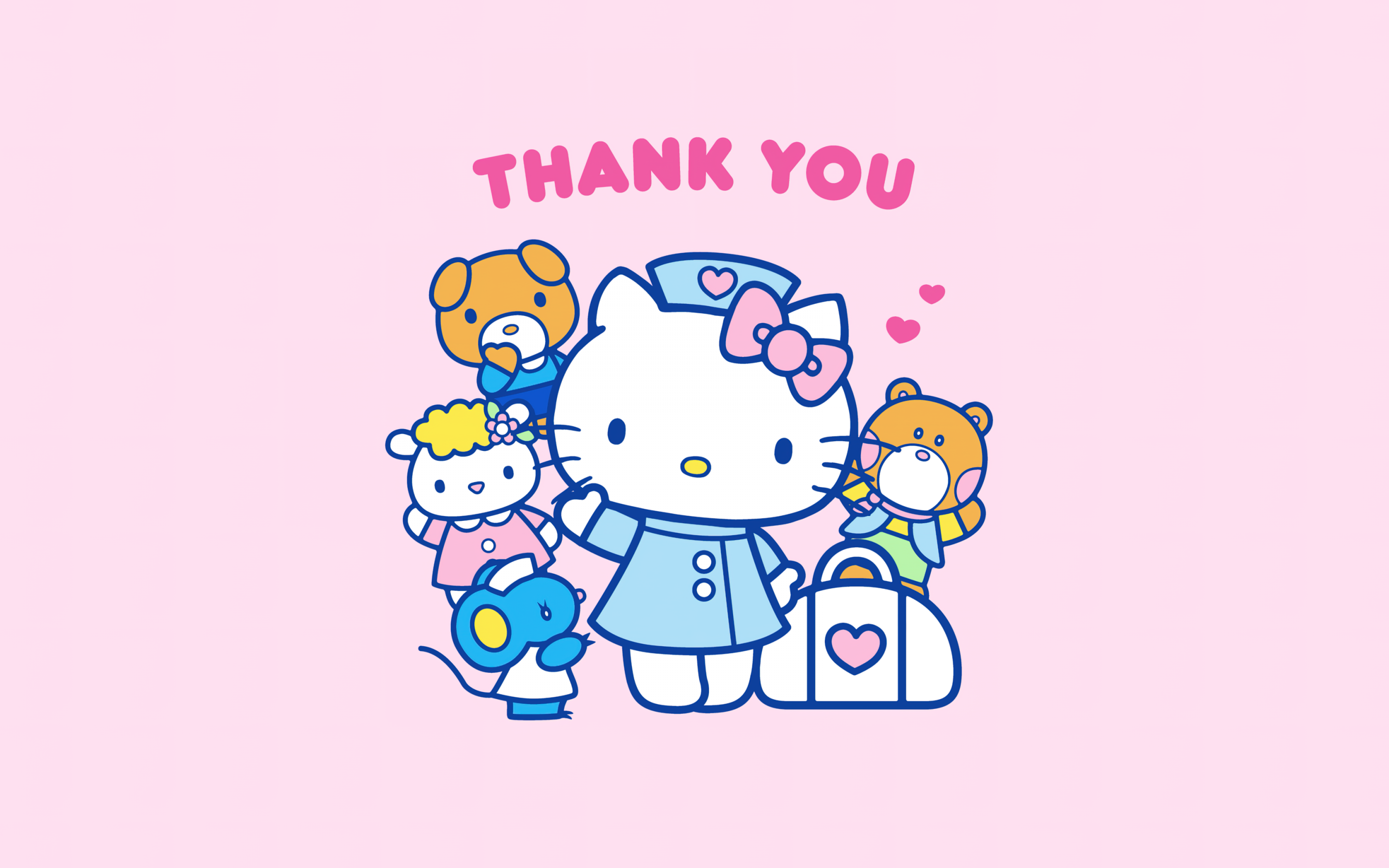 Hello Kitty Nurse with Adorable Animal Friends: A Thank You Image