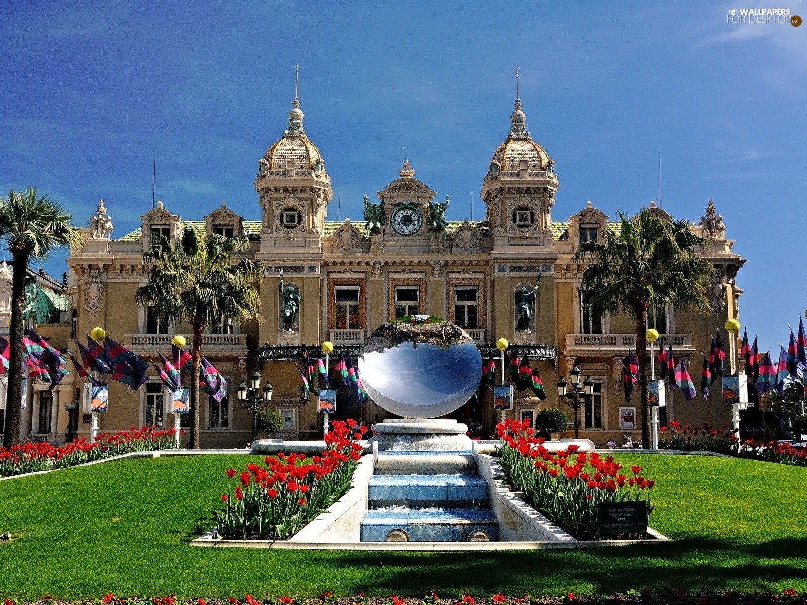 Monaco Monte Carlo Palace Garden For Desktop Wallpaper