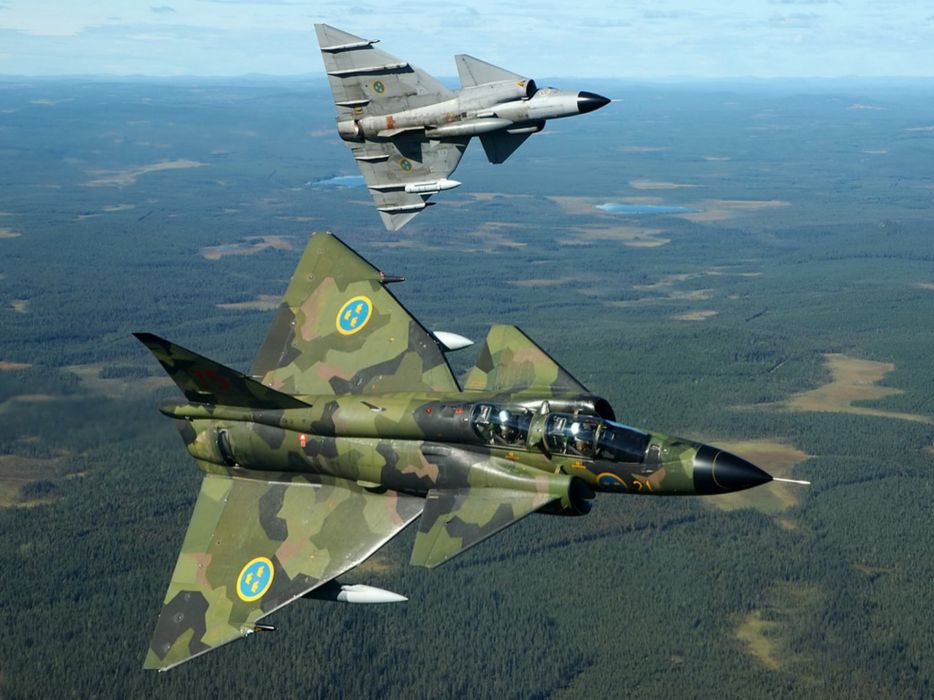 Aircraft military viggen swedish air force fighter jet wallpaper