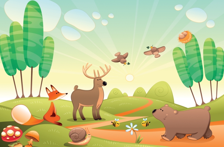 Cute Woodland Animals Wallpaper Mural