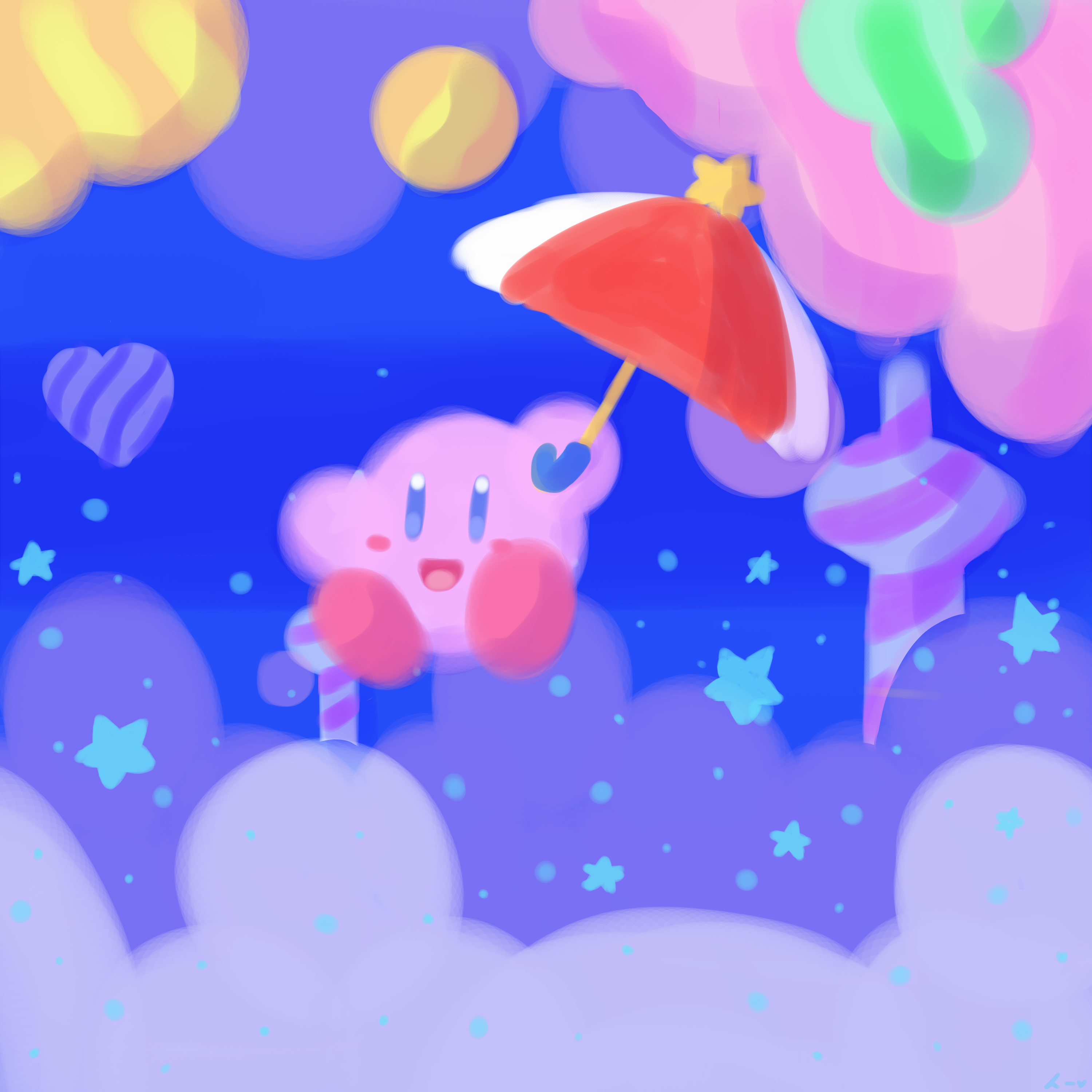 I Wanted To Draw Pretty Background So Drew The Pink Puff Kirby