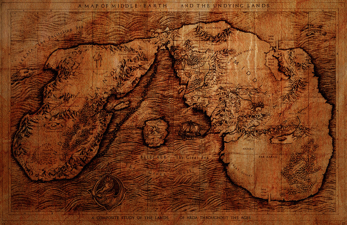 Map of Middle Earth And The Undying Lands by CorvusCorax92 on 1110x719