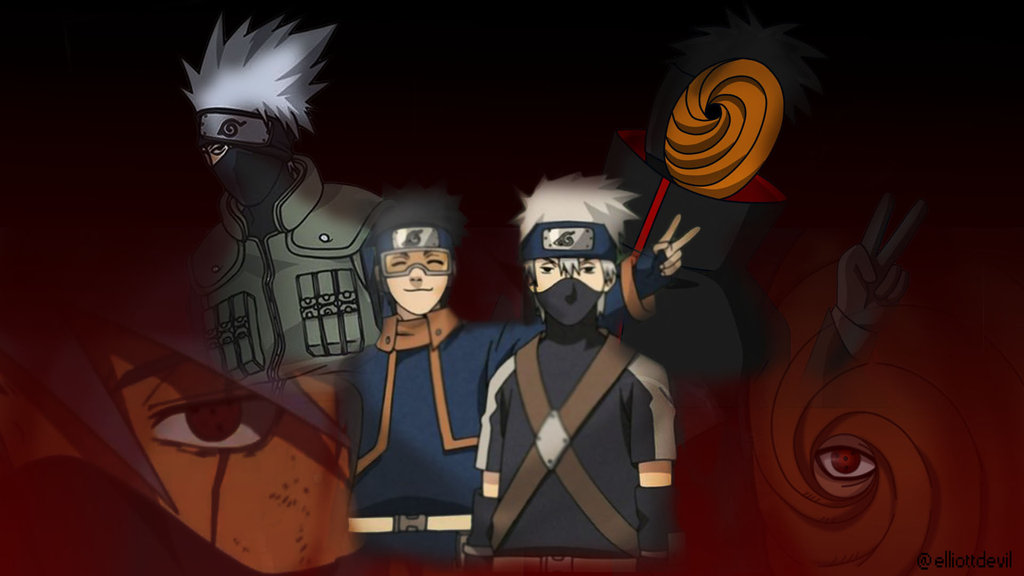 Naruto Kakashi And Obito Tobi Wallpaper By Elliottdevil