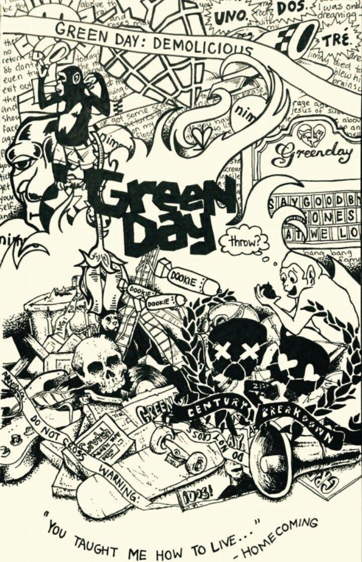 Yu Ske On Greenday Vintage Poster Art Punk Green