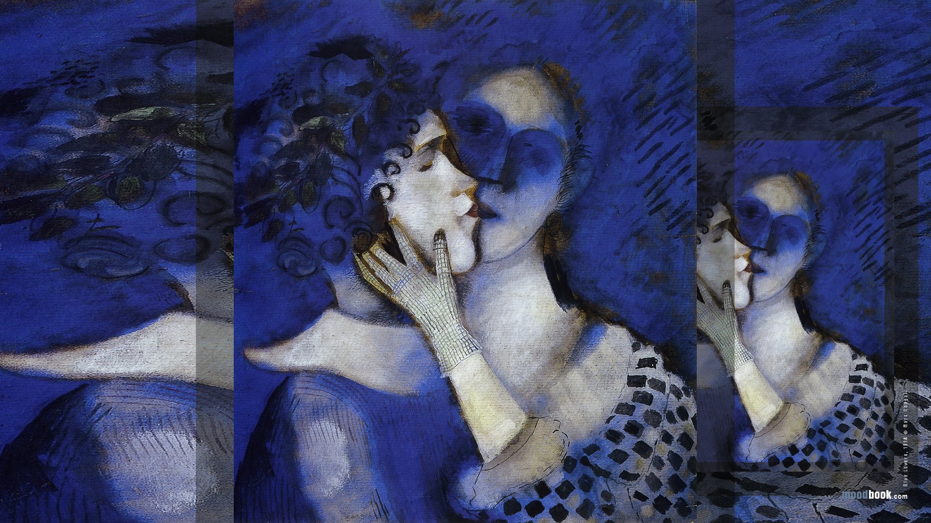 Wallpaper Juggler Lovers Blue Chagall